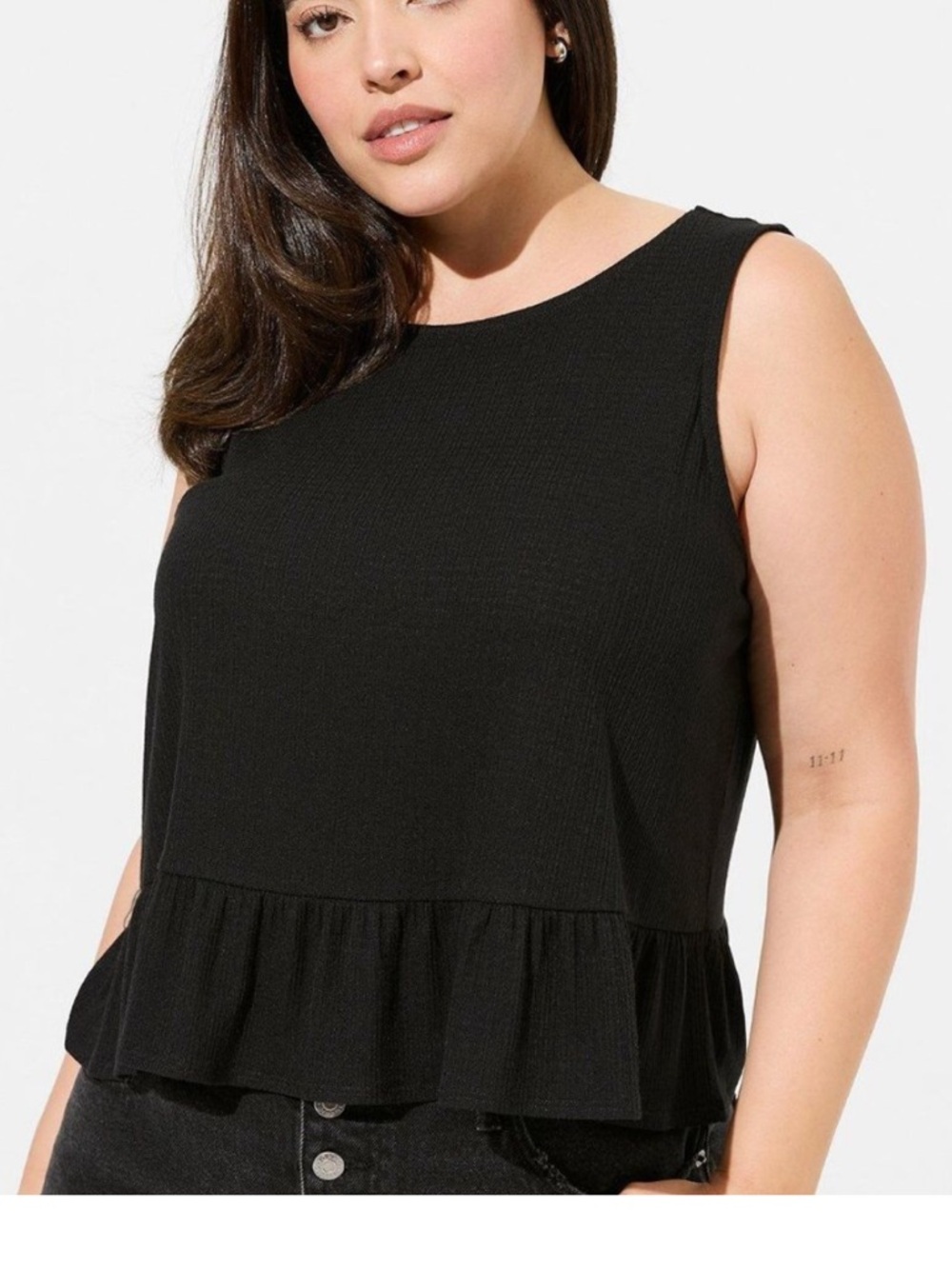Textured knit high neck ruffle top torrid 1 black